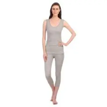 Grey Multi Color Plain Cotton Material Thermal Wear For Ladies